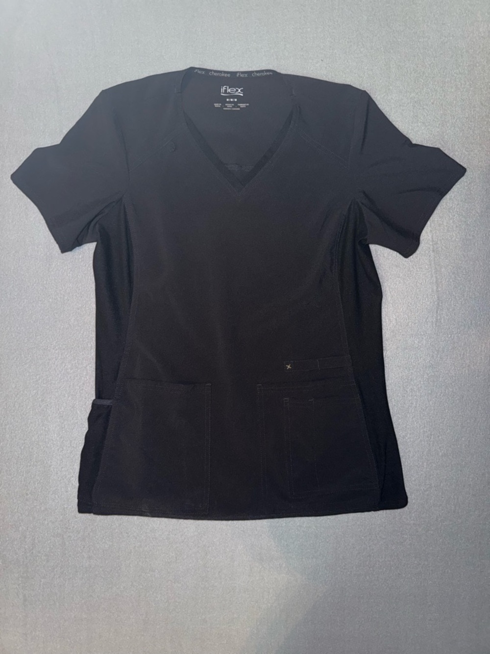 IFlex Black V-Neck Medical Scrub Top